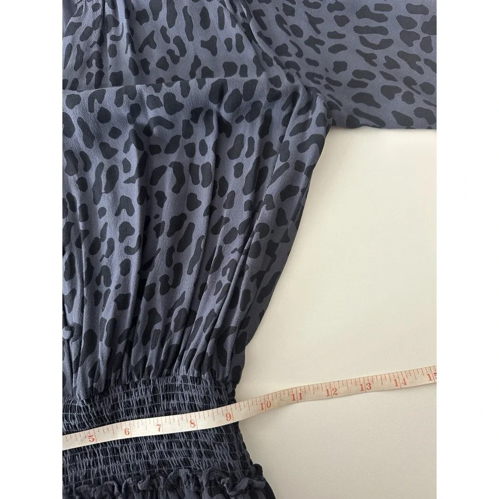 Rails Dtess Women's Small Gray Black Animal Print Jasmine Smocked Mini Safari - Picture 6 of 13